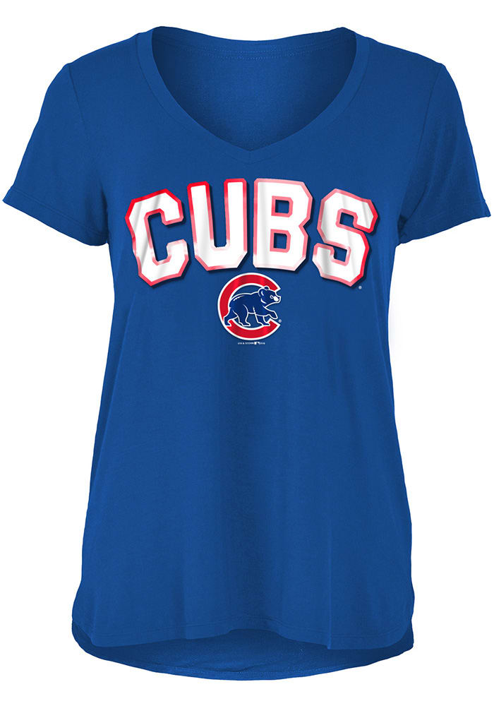 Chicago Cubs Womens Blue Athletic V-Neck