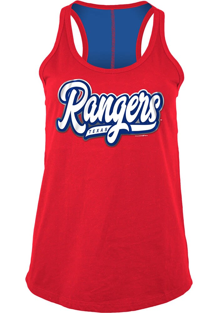 New Era Texas Rangers Womens Red Tri-Blend Stripe Trim Tank Top