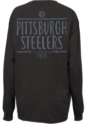 Pittsburgh Steelers Womens Grey Hand Written LS Tee
