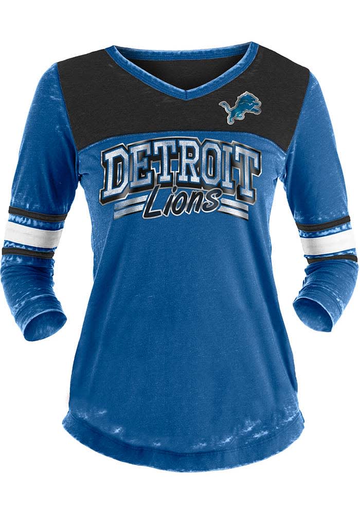 Women's Junk Food Black/White Detroit Lions Comeback Long Sleeve T