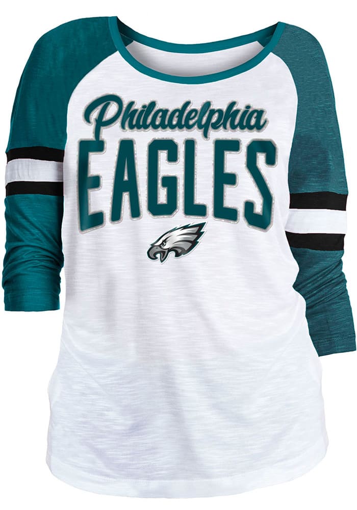 Women's New Era Black Philadelphia Eagles Glitter Gel T-Shirt