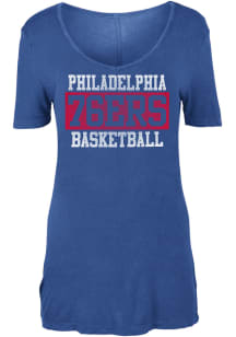 Philadelphia 76ers Womens Blue Washes Short Sleeve T-Shirt
