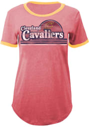 Cleveland Cavaliers Womens Red Ringer Short Sleeve T-Shirt