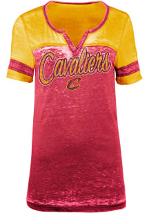 Cleveland Cavaliers Womens Red Burnout Short Sleeve T-Shirt