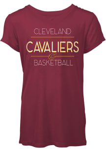 Cleveland Cavaliers Womens Red Relaxed Jersey Tee Short Sleeve T-Shirt