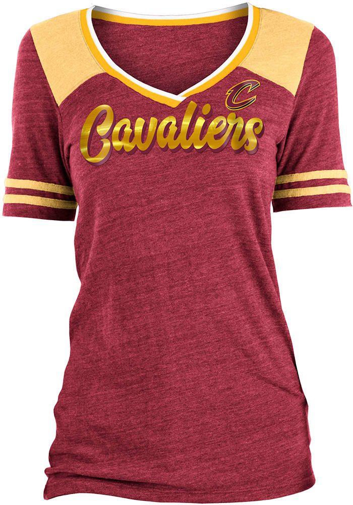 Cleveland Cavaliers Womens Red Training Camp V Neck Short Sleeve T-Shirt