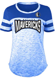 Dallas Mavericks Womens Blue Athletic Space Dye Rhinestone Short Sleeve T-Shirt