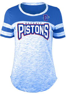 New Era Detroit Pistons Womens Blue Athletic Space Dye Rhinestone Short Sleeve T-Shirt