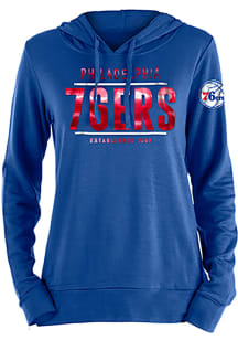 New Era Philadelphia 76ers Womens Blue Novelty Foil Hooded Sweatshirt