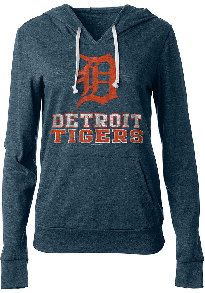 New Era Detroit Tigers Womens Navy Blue Burnout Wash Hooded