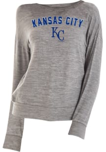 Kansas City Royals Womens Grey Tri-Blend Space Dye Knit Crew Sweatshirt
