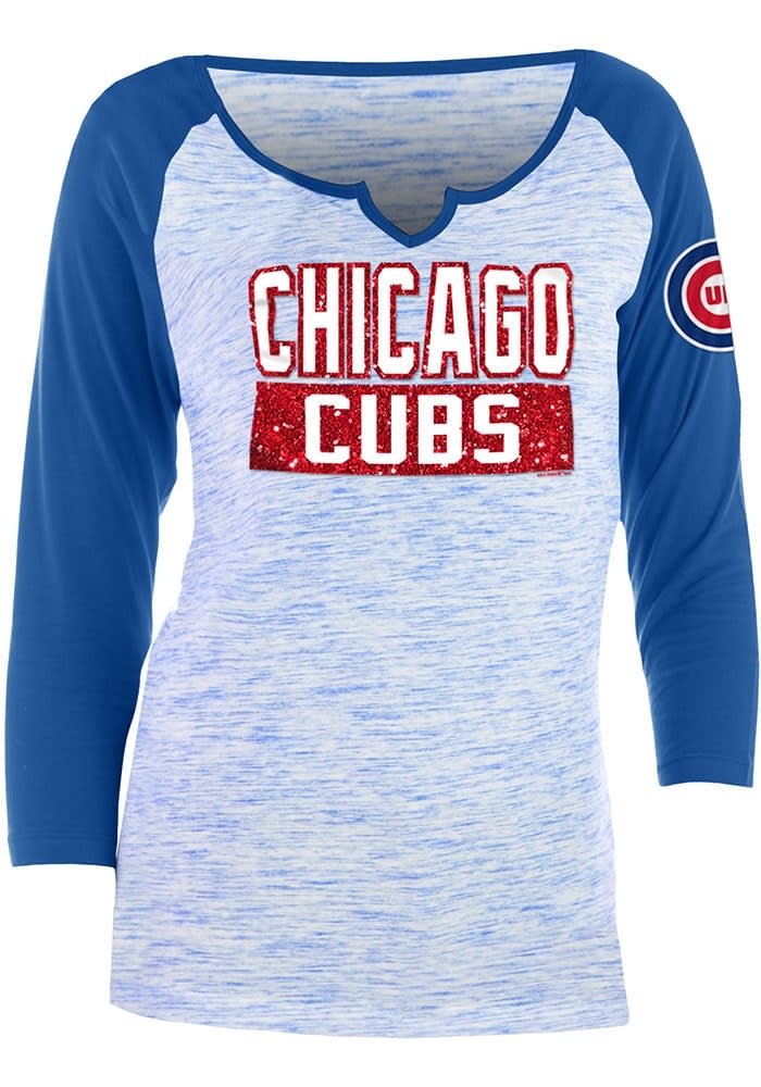 Chicago Cubs Womens Blue Boyfriend LS Tee