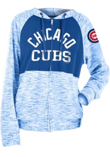 New Era Chicago Cubs Womens Blue Novelty Space Dye Contrast Long Sleeve Full Zip Jacket