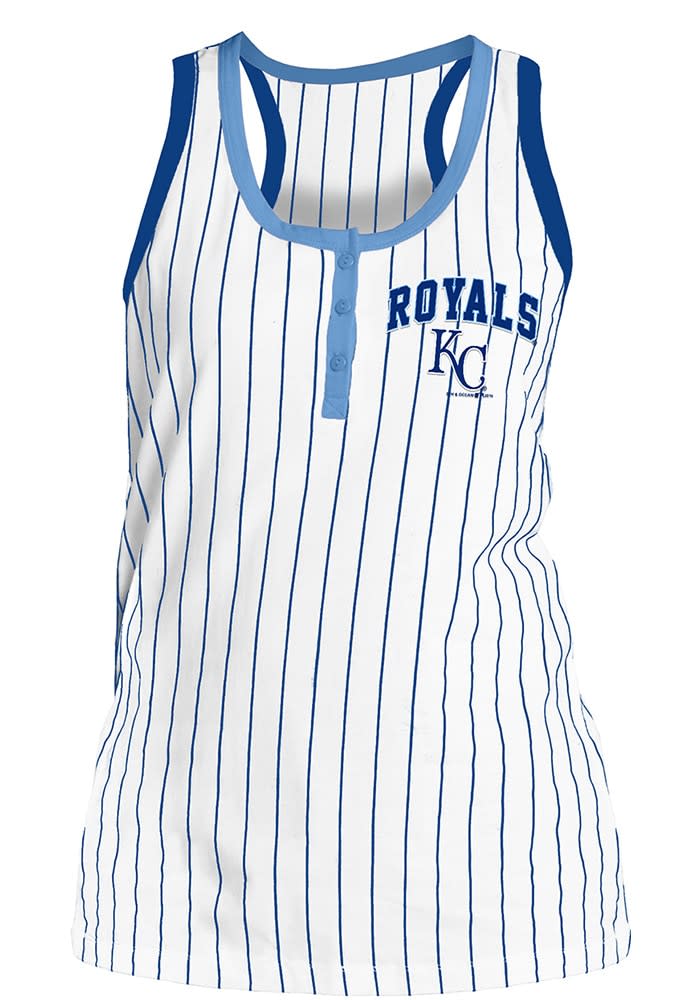 New Era Kansas City Royals Women's White Opening Night Pinstripe Tank Top, White, 95% Rayon / 5% SPANDEX, Size S, Rally House