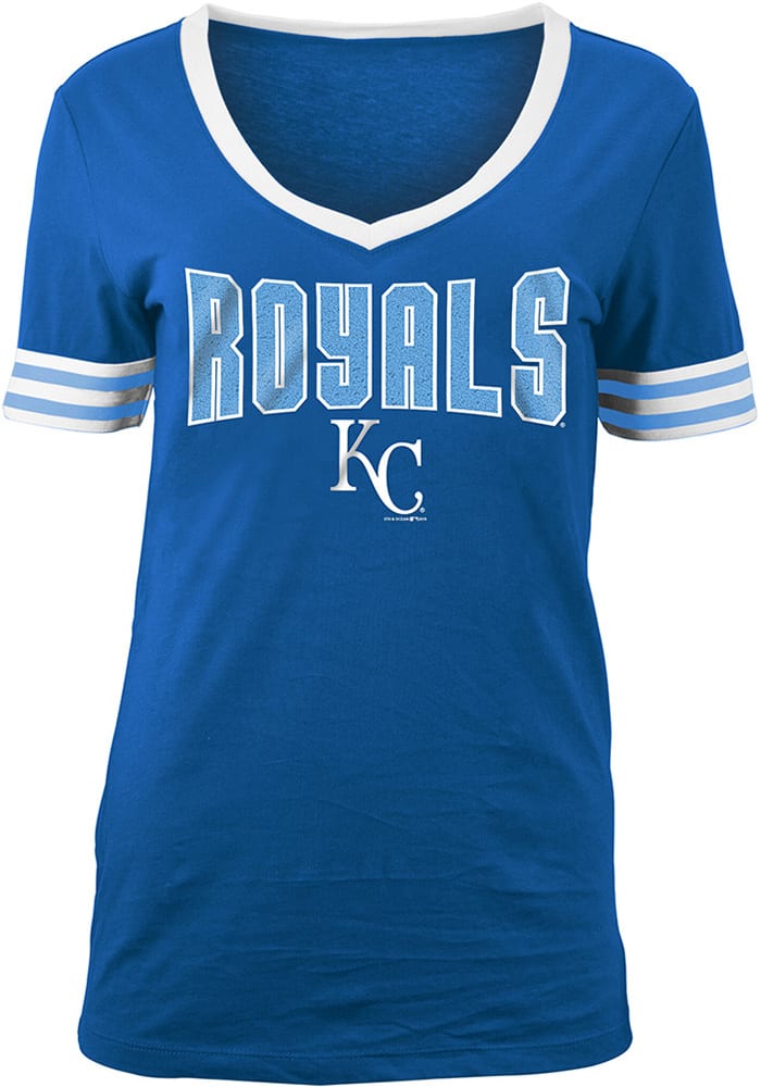 New Era Kansas City Royals Womens Blue Opening Night Classic V Short Sleeve  T-Shirt