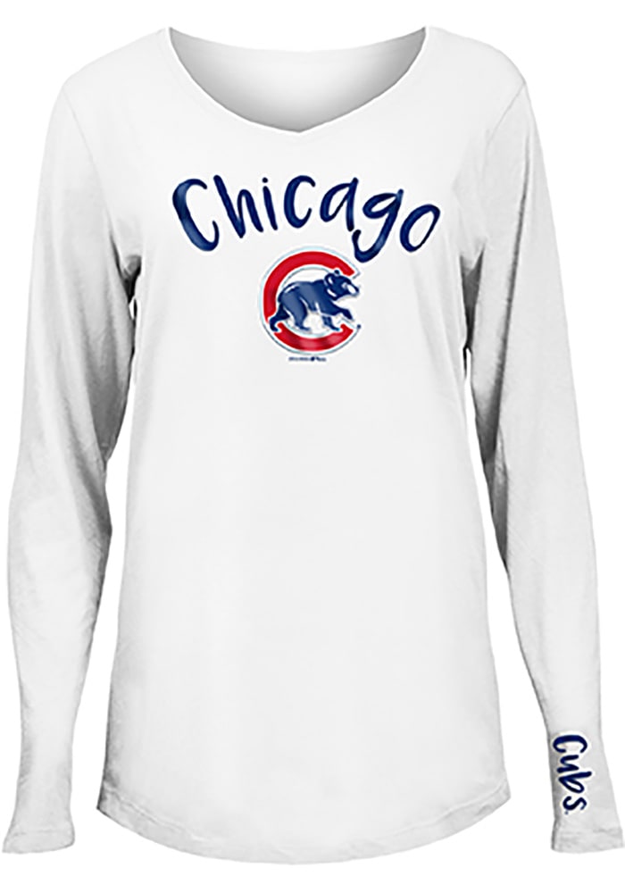 New Era Chicago Cubs Womens White Timeless Dana LS Tee