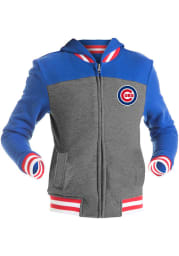 Chicago Cubs Girls Grey Track Star Long Sleeve Full Zip Jacket