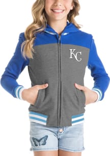 New Era Kansas City Royals Girls Grey Track Star Long Sleeve Full Zip Jacket