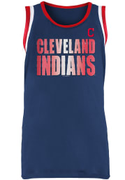 Cleveland Indians Girls Navy Blue Foil Short Sleeve Tank Top