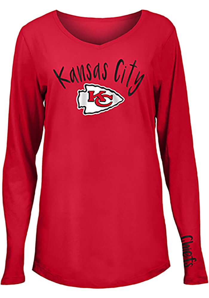 Women's New Era Red Kansas City Chiefs Raglan Lace-Up T-Shirt