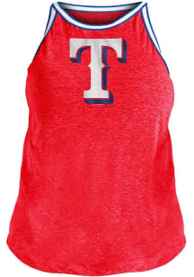 New Era Texas Rangers Womens Red Plus Stripe Trim Tank Top