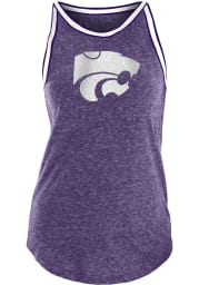 K-State Wildcats Womens Purple Tri-Blend Stripe Trim Tank Top