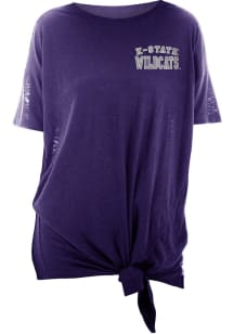 New Era K-State Wildcats Womens Purple Slub Side Tie Short Sleeve T-Shirt