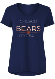 Chicago Bears Womens Navy Blue Novelty Short Sleeve T-Shirt