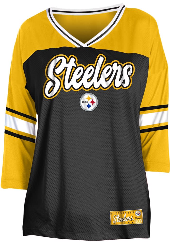 Pittsburgh Steelers Women's Training Camp Jersey Stripe Short Sleeve T-Shirt