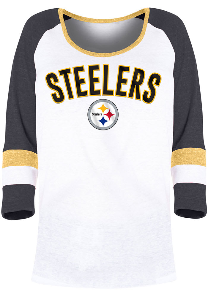 New Era Steelers Women's Triblend Logo Scoop Neck Long Sleeve Tee - S