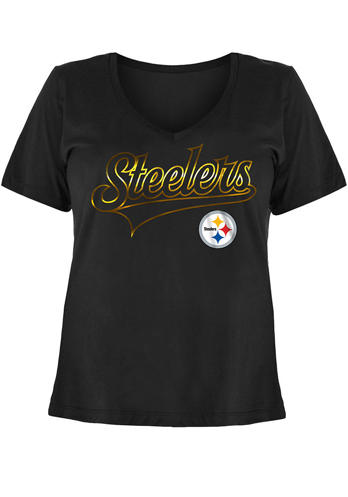 New Era Women's Pittsburgh Steelers Space Dye Black Plus Size T-Shirt