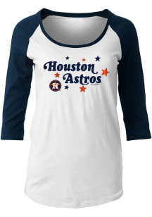 Houston Astros Womens White Dream Team 3/4 Scoop Neck Raglan LS Tee