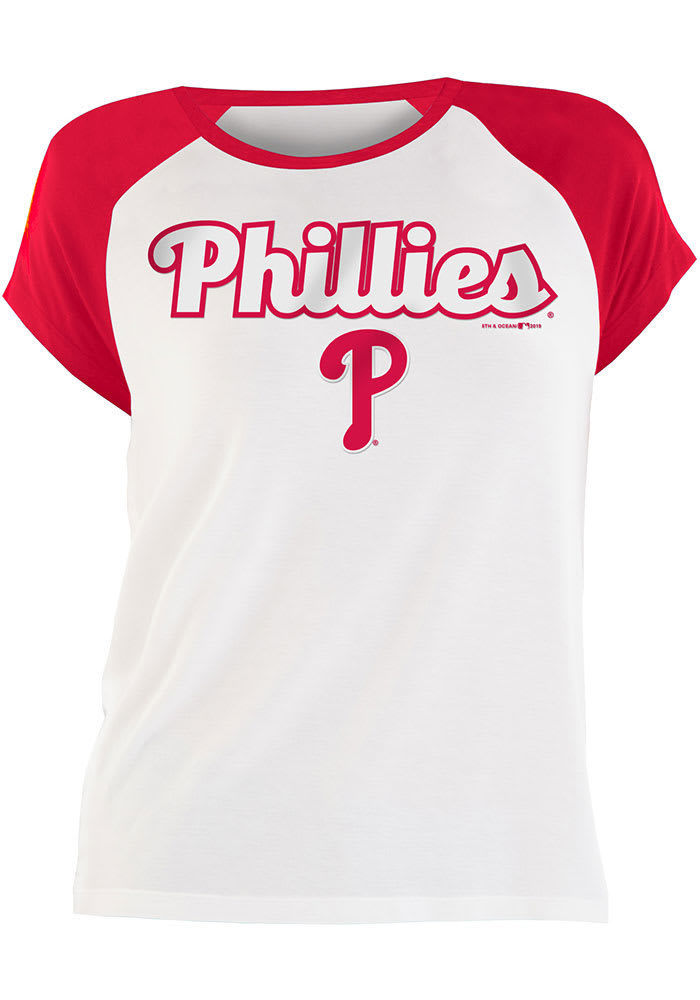 Bryce Harper Philadelphia Phillies Womens White Rayon Raglan Crew Player T-Shirt