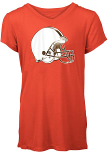 New Era Cleveland Browns Girls Orange Foil Short Sleeve Fashion T-Shirt