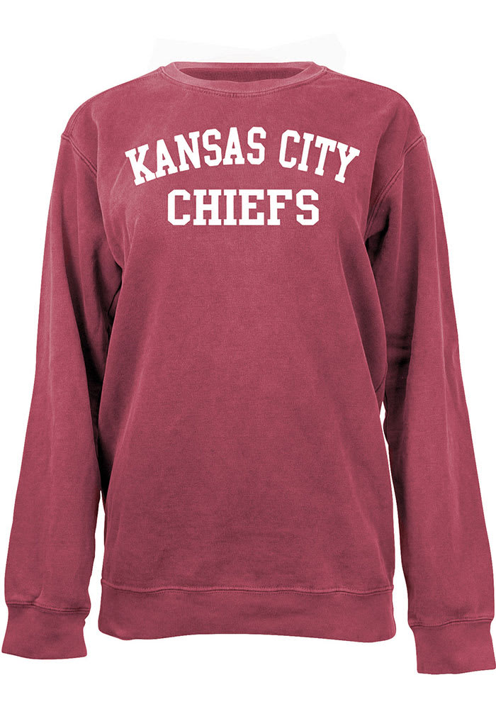 Kansas City Chiefs Womens Crimson Comfort Colors Crew Sweatshirt