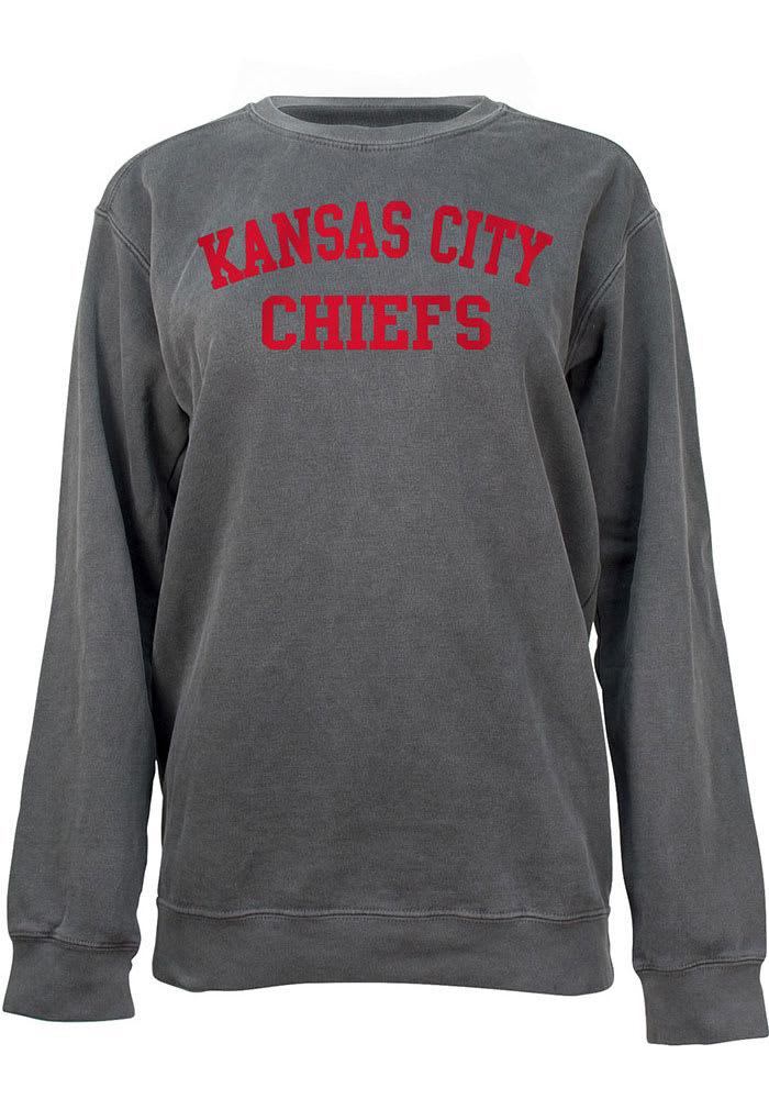 Kansas City Chiefs Womens Grey Comfort Colors Crew Sweatshirt