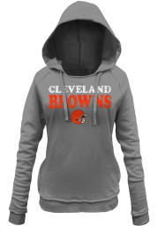 Cleveland Browns Womens Grey Primary Throwback Brushed Fleece Hooded Sweatshirt
