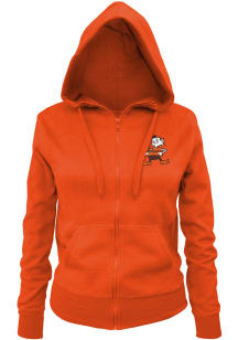 Brownie  New Era Cleveland Browns Womens Orange Primary Logo Brushed Fleece Long Sleeve Full Zip..