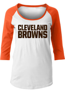 New Era Cleveland Browns Womens Orange Raglan LS Tee