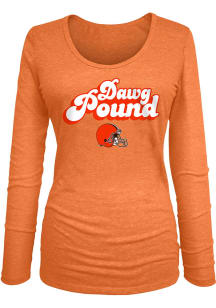 New Era Cleveland Browns Womens Orange Groovy Script LS Tee