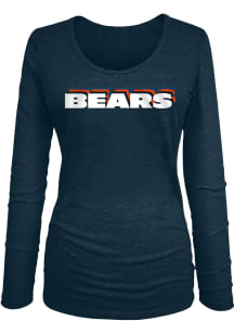 New Era Chicago Bears Womens Navy Blue Stacked Font LS Tee