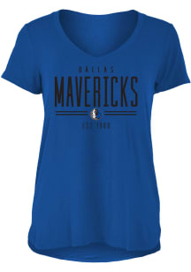 New Era Dallas Mavericks Womens Blue Relaxed V Short Sleeve T-Shirt