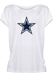 New Era Dallas Cowboys Womens White Split Tie Back Short Sleeve T-Shirt
