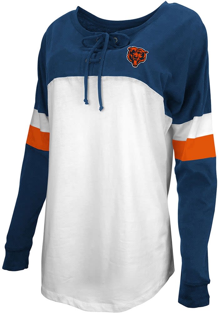 Chicago Bears New Era Women's Raglan Lace-Up T-Shirt - Navy