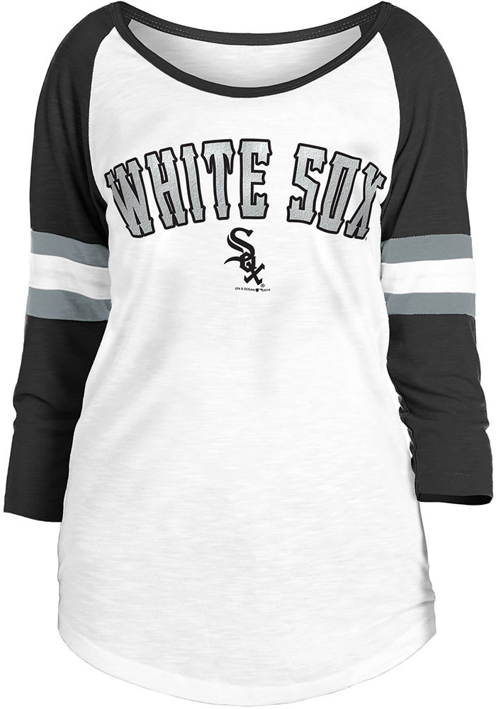 New Era Chicago White Sox Women's White Raglan LS Tee, White, 100% Cotton, Size S, Rally House