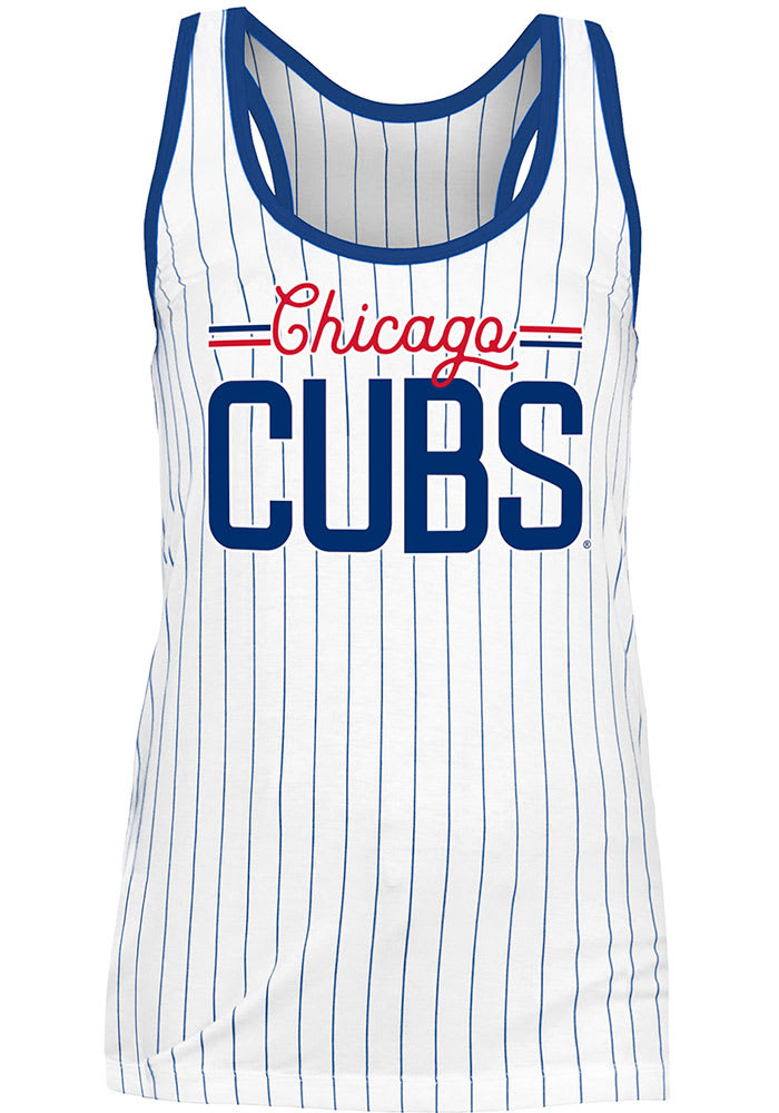 Chicago Cubs New Era Womens White Pinstripe Tank Top