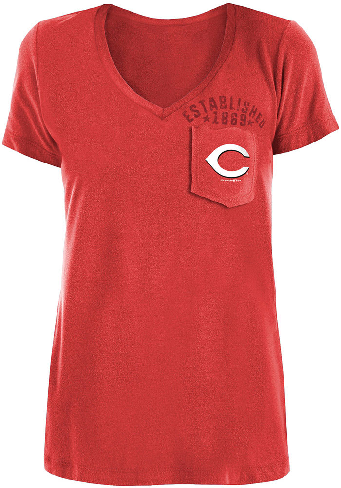 New Era Cincinnati Reds Women's White Crossover Short Sleeve T-Shirt, White, 50% Cotton / 50% POLYESTER, Size S, Rally House