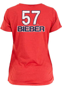 Shane Bieber Cleveland Indians Womens Red Brushed Player T-Shirt