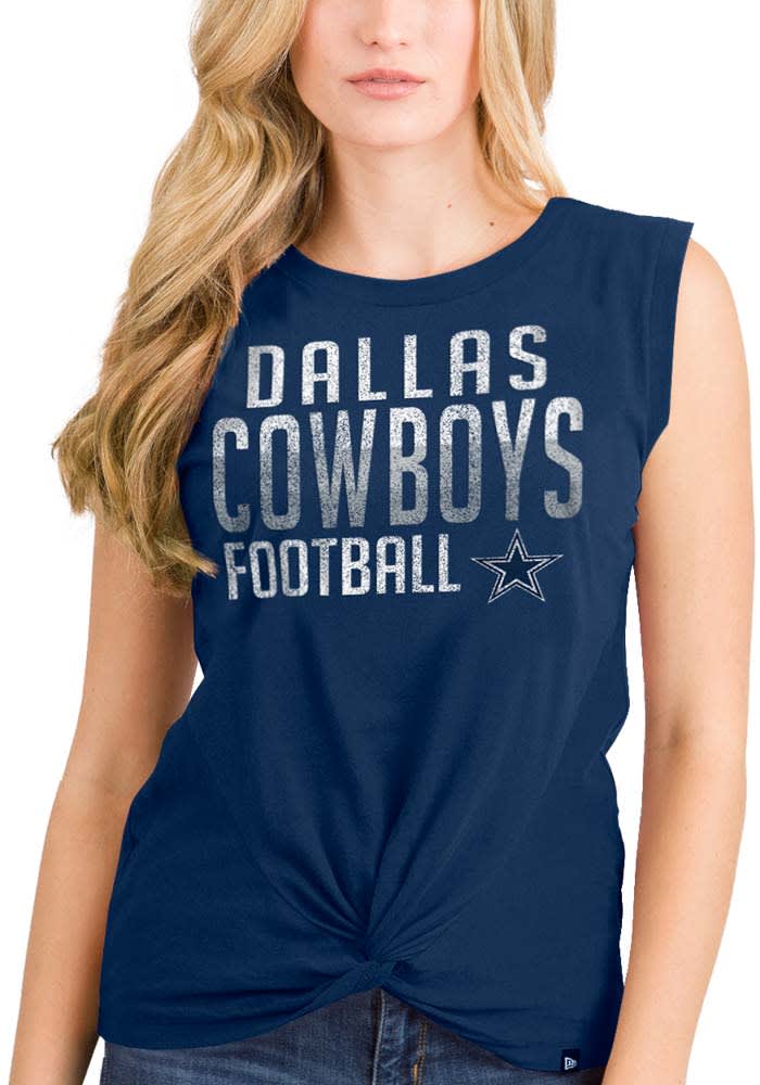 New Era Women's Dallas Cowboys Twist Front Navy T-Shirt