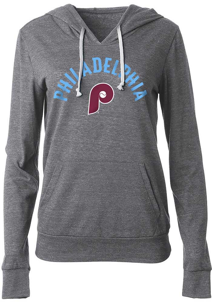 Philadelphia Phillies Womens Grey Triblend Hooded Sweatshirt